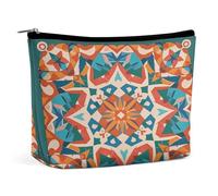 Travel Makeup Bags PU Leather Stars Eastern Pattern Cosmetic Bag with Zipper Large Toiletry Bag for Women Waterproof Portable Makeup Case Organizer Cute Zipper Pouch Make Up Bags