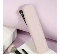 Travel Makeup Brush Holder Fall Out Silicon Portable Cosmetic Face Brushes Holder Soft and Sleek Makeup Tools Organizer for Travel Khaki 07