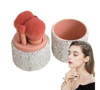 Travel Makeup Brush - Makeup Brush with Case | Portable Compact Blender Highlighter with Rhinestone Case for Blush Bronzer Powder