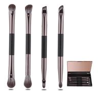 Travel Makeup Brush Set with Portable Mirror Case - Includes Eyeshadow, Eye Blending, Eyeliner, Concealer, Eyebrow Smudge Brushes, and Cleansing Cotton - 4 Piece Set