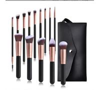 Travel Makeup Brushes Makeup Brush Set 14 Pieces Soft Bristle Brushes For Eyeshadow Blush Contour Cosmetic Brush Eyeshadow(Gold matte-Brush Pack)