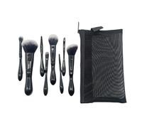 Travel Makeup Brushes Makeup Brush Set 8 Pieces Black Portable For Eyes And Face Contour Cosmetic Brush Eyeshadow(Black-Brush Pack)