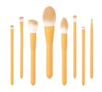 Travel Makeup Brushes Makeup Brush Set 8 Pieces For Eyes And Face Contour Brushes With Soft Bristles And Wooden Handle Cosmetic Brush Eyeshadow(Yellow)