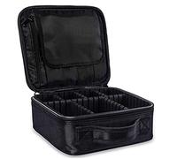 Travel Makeup Case Professional Cosmetic Bag Make Up Train Case Hairdressing Tools Organiser with Adjustable Compartment Oxford Fabric, Black
