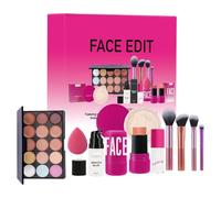 Travel Makeup Kit 11 Piece set - Lightweight Texture Waterproof Face Cosmetics Kit, Face Makeup Supplies Includes Primer, Powder Puff, Loose Powder for Personal Use
