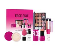 Travel Makeup Kit - Lightweight Waterproof Face Cosmetics Set, Smooth Texture Beauty Kit | Includes Primer, Loose Powder, Powder Puff for Salons, Personal Use, Portable Makeup essentiall
