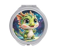 Travel Makeup Mirror with 1X/2X Magnifying, 2.4" Compact Double-Sided Folding Mirrors, Cute Dragon Pocket Mirror for Women & Men, Durable Metal Frame