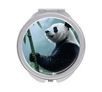 Travel Makeup Mirror with 1X/2X Magnifying, 2.4" Compact Double-Sided Folding Mirrors, Cute Panda Pocket Mirror for Women & Men, Durable Metal Frame