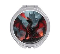 Travel Makeup Mirror with 1X/2X Magnifying, 2.4" Compact Double-Sided Folding Mirrors, Fantasy Dragon Pocket Mirror for Women & Men, Durable Metal Frame