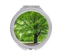Travel Makeup Mirror with 1X/2X Magnifying, 2.4" Compact Double-Sided Folding Mirrors, Green Nature Tree Pocket Mirror for Women & Men, Durable Metal Frame