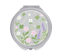 Travel Makeup Mirror with 1X/2X Magnifying, 2.4" Compact Double-Sided Folding Mirrors, Small Wildflowers Pocket Mirror for Women & Men, Durable Metal Frame