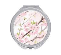 Travel Makeup Mirror with 1X/2X Magnifying, 2.4" Compact Double-Sided Folding Mirrors, Spring Flowers Blossom Pocket Mirror for Women & Men, Durable Metal Frame