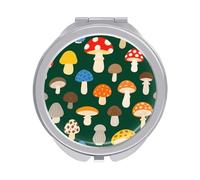 Travel Makeup Mirror with 1X/2X Magnifying, 2.4" Compact Double-Sided Folding Mirrors, Various Mushrooms Pocket Mirror for Women & Men, Durable Metal Frame