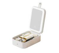 Travel Makeup Mirror with Light Bright LED Lights, Separate Storage Area