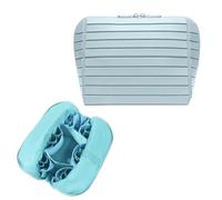 Travel Makeup Organizer Bag with Fold-Down Design and Adjustable Dividers, Large Capacity Cosmetic Case with 27 Pockets and 3 Brush Holders, Toiletry Bag