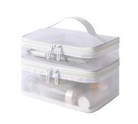 Travel Makeup Organizer Checke Double Mesh Makeup Bag Toiletry Bag Women's Portable 2024 Large Capacity Storage Cosmetic Storage Barber Backpack Organizer (White, 21. 00)