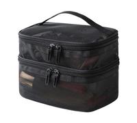 Travel Makeup Organizer Checke Double Mesh Makeup Bag Toiletry Bag Women's Portable 2024 Large Capacity Storage Cosmetic Storage Barber Backpack Organizer (Black, 21. 00)