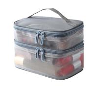 Travel Makeup Organizer Checke Double Mesh Makeup Bag Toiletry Bag Women's Portable 2024 Large Capacity Storage Cosmetic Storage Barber Backpack Organizer (Grey, 21. 00)