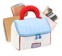 Travel Makeup Organizer, Home Shape Toiletry Handbag - Aesthetic Grooming Pouch for Holidays, Gym, Bathroom, Business Travelling, Transportation, Sky Blue, Se référer à la description, Refer to