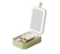 Travel Makeup Train Case with Mirror Bright LED Lights, Separate Storage