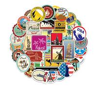 Travel Map Adventural Themed Stickers,100 Pcs Pack World Famous Country Regions Logo Decals Pack,Sticker for Skateboard Pad Car Snowboard Bicycle Luggage Decal for Kids Girls/Teens