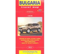 Travel Map of Bulgaria: inc Sofia, Plovdiv,Varna, Burgas, Ruse & Stara Zagora