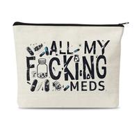 Travel Medicine Bag, Medication Bag with Zipper Closure, Multi-Functional Toiletry Bag for Women Men Medicine Organiser Nursing Meds Pouch Portable Cosmetic Bag for Daily Use and Travelling