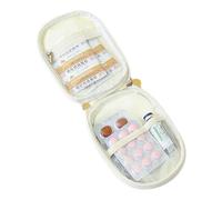 Travel Medicine Bag Medicine Organizer Bag - Small PU Leather Medicine Bag | Fashion Storage Aid Bag for Trauma Accessories Pills Bandages e, beige, Se référer au descriptif, Refer to