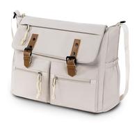 Travel Messenger Bag for Women Men: Durable Canvas Crossbody Handbag with Adjustable Strap Lightweight Laptop Purse, White-1, Casual