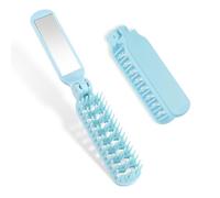 Travel Mini Purse Brush with Mirror - Foldable Detangler, Portable Pocket Size - Untangle Brush for Women's Hair - Blow Drying, Smoothing, Detangling, Restore Shine