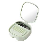 Travel Mirror Case, Portable Cosmetic Box with Mirrors | Compact Travel Organizer with Makeup Mirror, Elegant Makeup Case for Travel, Weekend, Hotel, green, riferimento alla descrizione, Please
