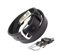 Travel Money Belt: 45.28 X 1.5 Inch Zipper Leather Pocket, Secure Security Bypass Storage, Durable Black Leather Holder | Cash Receipts Objects