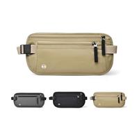 Travel Money Belt RFID Blocking - Slim Anti-Theft Passport Holder Pouch for Men & Women,Adjustable Waist Wallet with Secure Zipper, Khaki, Travel Money Belt Rfid Blocking