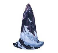Travel Mountain Print Hooded Robe Adult Wizard Robes Monk Priest Cloak Halloween Cosplay Knight Hood Cape, Black, S
