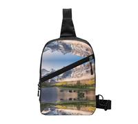 Travel Mountain Scenery Foldable Sport Sling Bag,Lightweight Crossbody Chest Pack with Multiple Pockets,Water-Resistant Polyester Fabric,Compact Travel Daypack