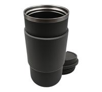 Travel Mug Coffee Cup Stainless Steel Inside Thermal Mugs with Double Wall Insulated Design Vacuum Flask with Heat Resistant Non Slip Silicon Grip for Cold and Hot Beverage and Leakproof Tumbler Lid
