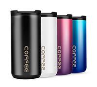 Travel Mug, Double Walled Coffee Cup 350ml Vacuum Insulation Stainless Steel with Leakproof Lid Eco-Friendly, for Hot and Cold Water Coffee and Tea (Black)