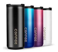 Travel Mug, Double Walled Coffee Cup 550ml Vacuum Insulation Stainless Steel with Leakproof Lid Eco-Friendly, for Hot and Cold Water Coffee and Tea (Black)