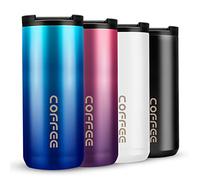 Travel Mug, Double Walled Coffee Cup 550ml Vacuum Insulation Stainless Steel with Leakproof Lid Eco-Friendly, for Hot and Cold Water Coffee and Tea (Gradient Blue)