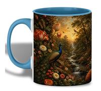 Travel Mug Enchanted Peacock Garden Waterfall Mug Love's Day 330ML | Tea Mug Funny Coffee Mugs for Mulled Drinks Milk Friends