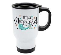 Travel Mug - Im a Mermaid - White Stainless Steel - Funny, Quotes - Reusable Coffee Cup