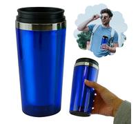 Travel Mug Reusable Coffee Cup 450ml Blue | Double Wall Insulated Stainless Steel Vacuum Mug with Lid | Thermal Leakproof Camping Cup for Hot & Cold Drinks Office Outdoor