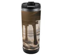 Travel Mug Sea Afternoon at The Beach Coffee Cup Reusable Insulated Tumbler with Lid Travel Coffee Mug Stainless Steel Insulated Coffee Tumbler for Coffee Tea and Drinks
