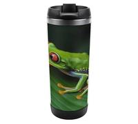 Travel Mug Sea Animal Frog Green Leaf Leaves Coffee Cup Reusable Insulated Tumbler with Lid Travel Coffee Mug Stainless Steel Insulated Coffee Tumbler for Coffee Tea and Drinks
