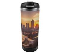 Travel Mug Sea Atlanta City Sunset Landscape Coffee Cup Reusable Insulated Tumbler with Lid Travel Coffee Mug Stainless Steel Insulated Coffee Tumbler for Coffee Tea and Drinks