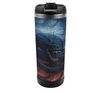 Travel Mug Sea Black Snake in Flames Coffee Cup Reusable Insulated Tumbler with Lid Travel Coffee Mug Stainless Steel Insulated Coffee Tumbler for Coffee Tea and Drinks