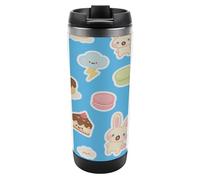 Travel Mug Sea Blue Bunny Cake Coffee Cup Reusable Insulated Tumbler with Lid Travel Coffee Mug Stainless Steel Insulated Coffee Tumbler for Coffee Tea and Drinks