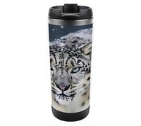 Travel Mug Sea Blue Eyed Snow Leopard Coffee Cup Reusable Insulated Tumbler with Lid Travel Coffee Mug Stainless Steel Insulated Coffee Tumbler for Coffee Tea and Drinks