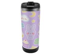 Travel Mug Sea Bunny Cake Coffee Cup Reusable Insulated Tumbler with Lid Travel Coffee Mug Stainless Steel Insulated Coffee Tumbler for Coffee Tea and Drinks