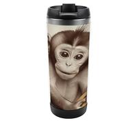 Travel Mug Sea Cute Monkey Coffee Cup Reusable Insulated Tumbler with Lid Travel Coffee Mug Stainless Steel Insulated Coffee Tumbler for Coffee Tea and Drinks